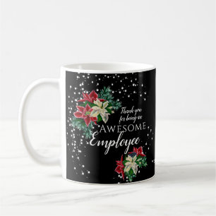 Weihnachts-Mitarbeiteraufwertung Floral Black Kaffeetasse