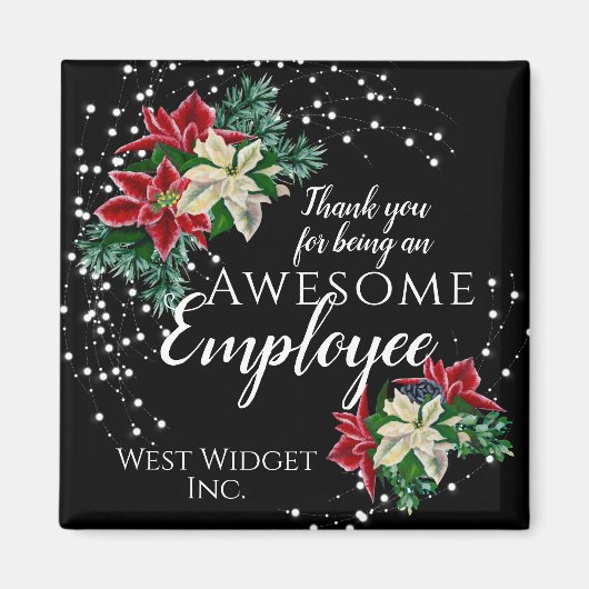 Weihnachts-Mitarbeiteraufwertung Floral Black Magnet (Vorne)