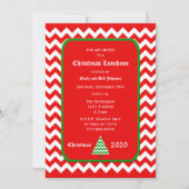 Weihnachts-Mittagessen Einladung Rot Zickzack (Vorderseite)