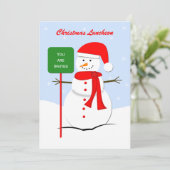 Weihnachts-Mittagessen Einladung Snowman (Stehend Vorderseite)
