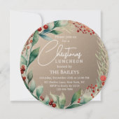 Weihnachts-Mittagessen Glitzer Winter Blumenkraut Einladung (Vorderseite)