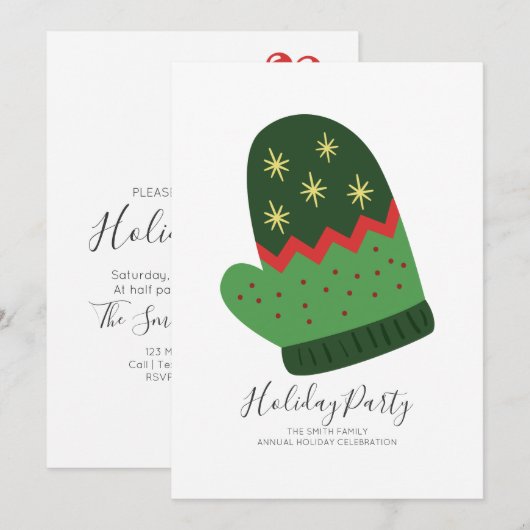 Weihnachts Mitten Feiertag Einladung (Vorne/Hinten)