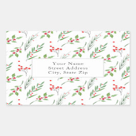 Weihnachts-Mixed Botanisches Muster-Label Rechteckiger Aufkleber