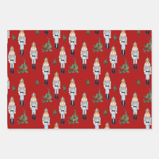 Weihnachts-Mixed-Farbe-Nutcracker Geschenkpapier Set (Vorderseite)