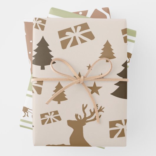 Weihnachts-Modern Pastel Patterns Trio Geschenkpapier Set (Beispiel)