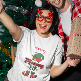 Weihnachts-Mommy-Elf personalisierte Dame-T - Shir T-Shirt