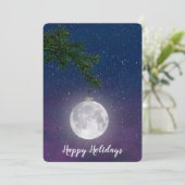 Weihnachts-Mond auf Pine Bough Feiertagskarte (Stehend Vorderseite)