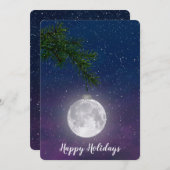 Weihnachts-Mond auf Pine Bough Feiertagskarte (Vorne/Hinten)
