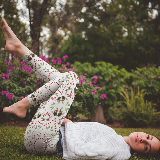 Weihnachts Monogram Greenerage Foliage Holly Berri Leggings