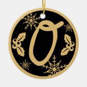 Weihnachts Monogram Letter O Gold Black Keramik Ornament (Vorne)