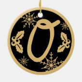 Weihnachts Monogram Letter O Gold Black Keramik Ornament (Hinten)