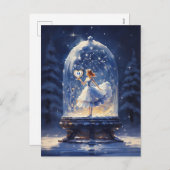 Weihnachts Monogram Niedlich Snow Globe Feiertagspostkarte (Vorne/Hinten)
