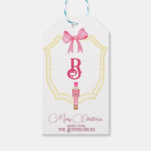 Weihnachts Monogram Pink Nutcracker Geschenketiket