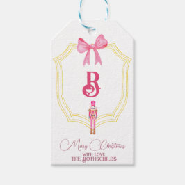 Weihnachts Monogram Pink Nutcracker Geschenketiket Geschenkanhänger