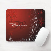 Weihnachts Monogram White Stars Tree Rote Schneefl Mousepad (Mit Mouse)