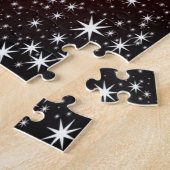 Weihnachts Monogram White Stars Tree Rote Schneefl Puzzle (Seite)