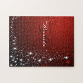 Weihnachts Monogram White Stars Tree Rote Schneefl Puzzle (Horizontal)