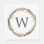 Weihnachts Monogram Winter Greenerity Wreath Berri Serviette (Vorderseite)