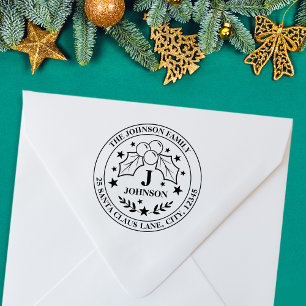 Weihnachts-Monogramm + Anschrift Gummistempel