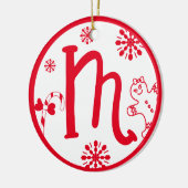 Weihnachts-Monogramm-Buchstaben M rot Keramik Ornament (Links)
