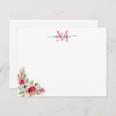 Weihnachts-Monogramm des Weihnachtsfests in Rosa Mitteilungskarte (Vorne/Hinten)