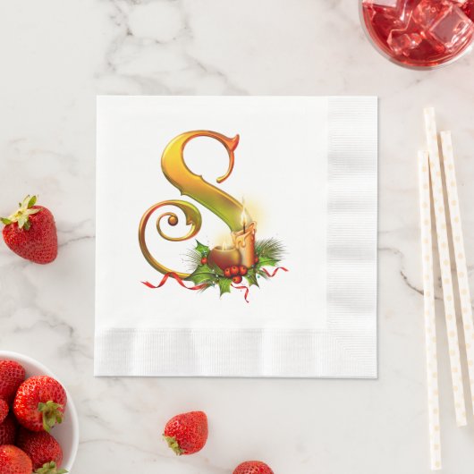 Weihnachts Monogramm Erste S Paper Napkin Serviette (Beispiel)