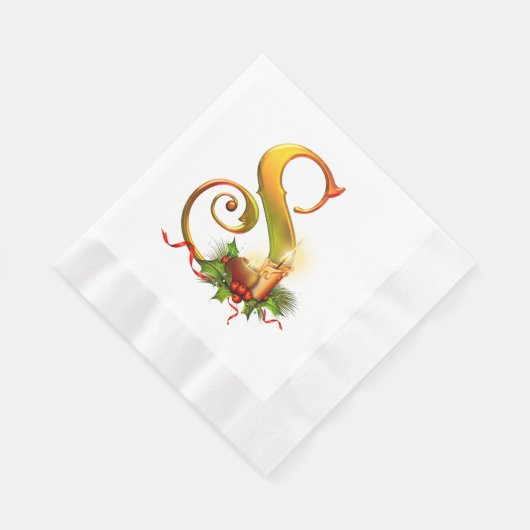 Weihnachts Monogramm Erste S Paper Napkin Serviette (Ecke)