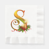 Weihnachts Monogramm Erste S Paper Napkin Serviette (Vorderseite)