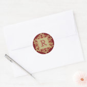 Weihnachts-Monogramm-Glitzer Snowflake Red Gold Runder Aufkleber (Umschlag)