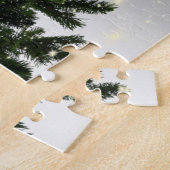 Weihnachts-Monogramm Grüner Tree Roter Silberschne Puzzle (Seite)