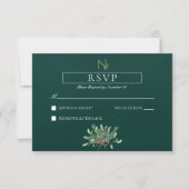 Weihnachts-Monogramm-Hochzeit RSVP Karte (Vorderseite)