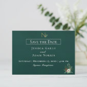 Weihnachts-Monogramm-Hochzeit Save The Date (Stehend Vorderseite)
