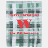 Weihnachts-Monogramm kariert Tartan-Rot Fleecedecke (Vorderseite)