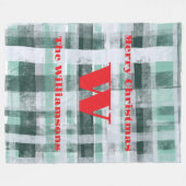 Weihnachts-Monogramm kariert Tartan-Rot Fleecedecke (Vorderseite (Horizontal))