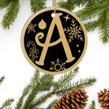 Weihnachts Monogramm Letter A Gold Black