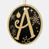 Weihnachts Monogramm Letter A Gold Black Keramik Ornament (Links)