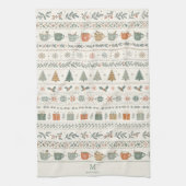 Weihnachts-Monogramm-Muster Geschirrtuch (Vertikal)