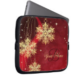 Weihnachts Monogramm Name Roter goldener Schneeflo Laptopschutzhülle (Vorne Rechts)