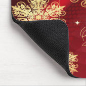 Weihnachts Monogramm Name Roter goldener Schneeflo Mousepad (Ecke)