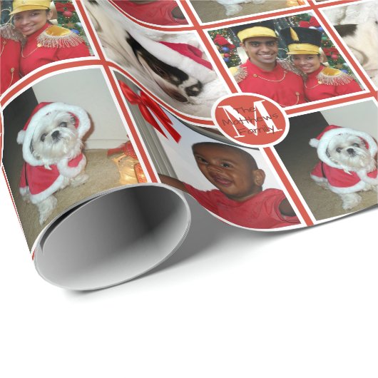 Weihnachts-Monogramm Rot Erstellen Sie Ihr eigenes Geschenkpapier (Rolleneckpunkt)