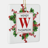 Weihnachts-Monogramm Rot & Grün Keramikornament (Rechts)