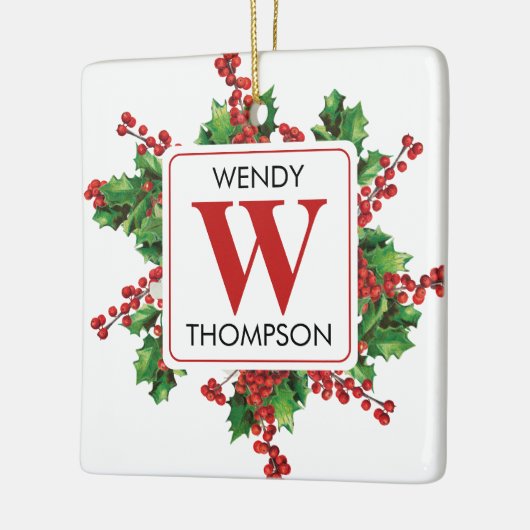 Weihnachts-Monogramm Rot & Grün Keramikornament (Links)