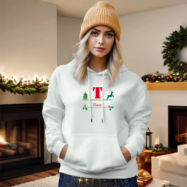 Weihnachts-Monogramm und Name Frauen Hoodie