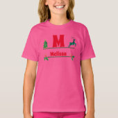 Weihnachts-Monogramm und Name-Kinder T-Shirt (Vorderseite)