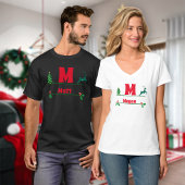 Weihnachts-Monogramm und Name T-Shirt