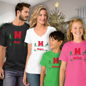 Weihnachts-Monogramm und Name T-Shirt