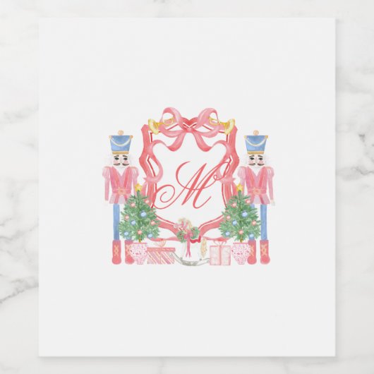 Weihnachts-Monogramm-Wappen Weinetikett (Einzelnes Label)