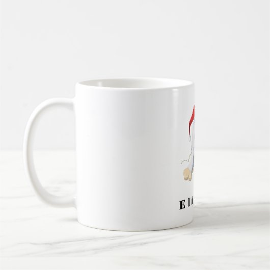 Weihnachts-Monster-Puppe mit roter Weihnachtsmannm Kaffeetasse (Links)