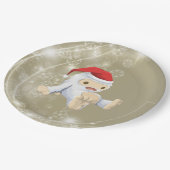 Weihnachts-Monster-Puppe mit roter Weihnachtsmannm Pappteller (Schrägansicht)