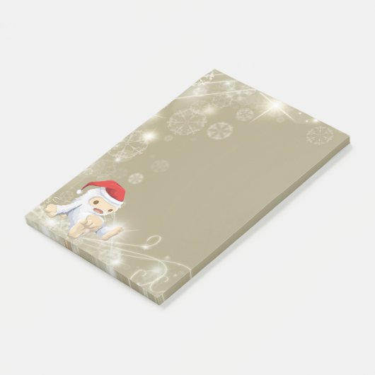 Weihnachts-Monster-Puppe mit roter Weihnachtsmannm Post-it Klebezettel (angewinkelt)